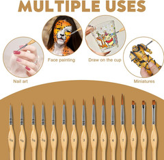 15PCS Miniature Paint Brushes Set, Fine Detail Brushes for Acrylic & Oil