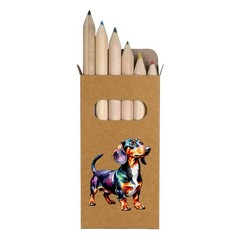 6 x ‘Watercolour Style Dachshund’ Short Colour Pencils (PE00095578)