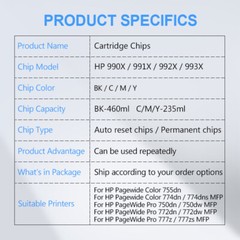 ARC Chip For HP 992 992X For HP PageWide Pro 755dn 774dn 750dn 750dw 772dn 777z