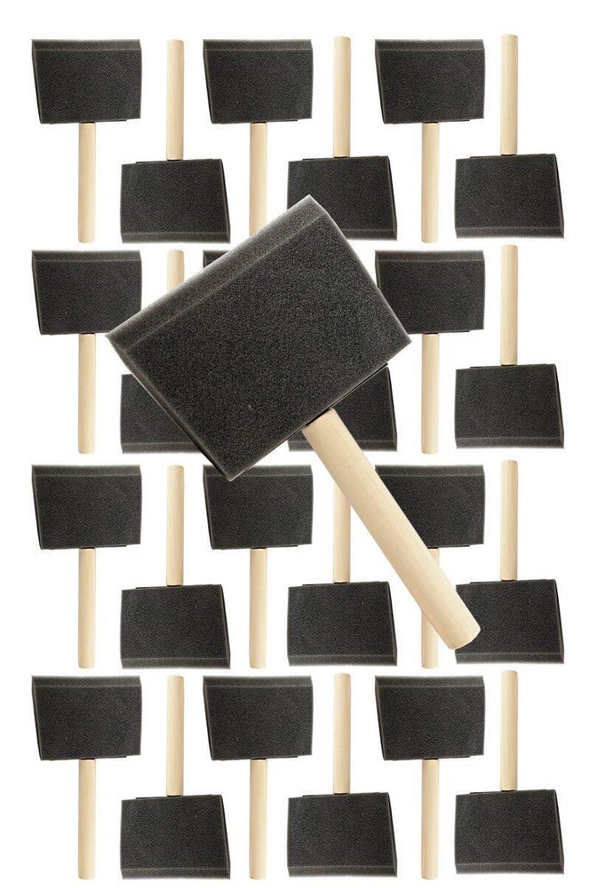 Pro Grade 4 Inch Foam Brushes 24 Piece Poly Set Painting Staining Varnishing