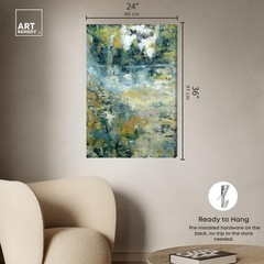 Art Remedy Green Moss Monet Garden Green Abstract Canvas Wall Art, Gallery Wr…