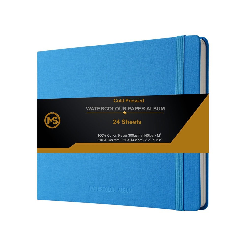 A5 Watercolour Sketchbook Cold Press 300gsm 100% Cotton Paper-24 Sheet Journal