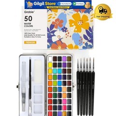 Beginner-Friendly 50-Color Watercolor Painting Set with Detail Brushes Included