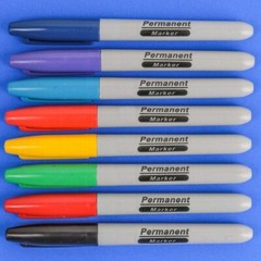 Colour Marker Pen Waterproof Permanent Tip Sharp Bullet Point Multi Assorted 8Pc