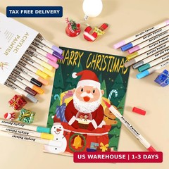 12 Colors Acrylic Paint Markers Set, Waterproof Acrylic Paint Pens, Dual Tip Dra