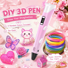 3D Printing Pen Set LED Display 3 Color PLA Filament Kids DIY Art Craft Gift