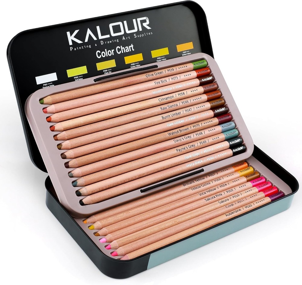 Pro Pastel Chalk Colored Pencils 24 Colors portrait set Color Charcoal Pencils