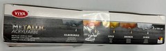 Metallic Acrylic Paint (Silver, Silver Grey, Gold, Bronze, Copper, 5 x 100 ml)