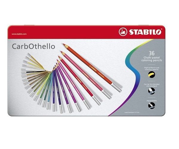 Stabilo CarbOthello Artist Pastel Chalk Colouring Pencils – 36 Colour Metal Tin