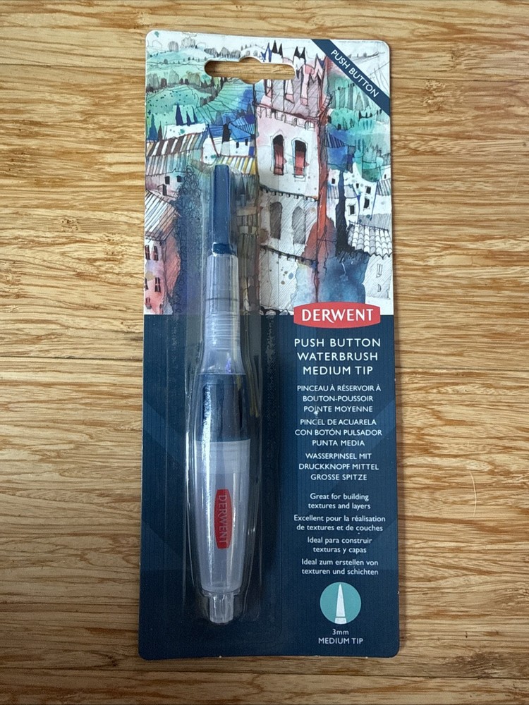 Derwent Push Button Waterbrush – Paint Brush – Round Medium Tip – 3mm (2305823)