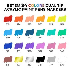 “24 Colors Dual Tip Acrylic Paint Markers for Fabric, Rock, Wood, Glass”