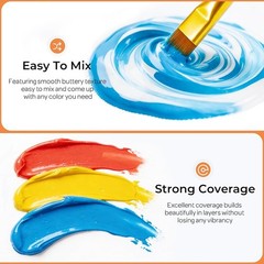 24 Color Non-Toxic Acrylic Paint Set with Brushes & Palette – 2 oz Each