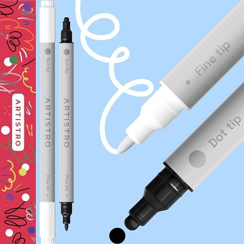 2 White and Black Acrylic Paint Pens, Acrylic Paint 2 Dual Tip White & Black