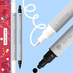 2 White and Black Acrylic Paint Pens, Acrylic Paint 2 Dual Tip White & Black