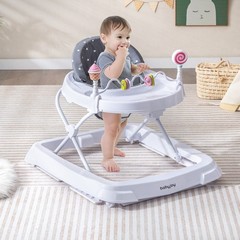 Foldable Baby Activity Walker with Adjustable Height and Detachable Seat Cush…