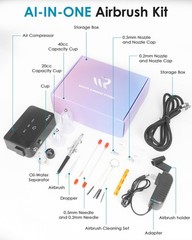 Airbrush Kit with Air Compressor, 50 PSI NonClogging High Pressure Airbrush G…