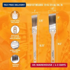 Vermeer Paint Brushes 6-Pack Angle Brushes in Assorted Sizes for All Latex and O