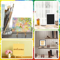 12 Pack 9 Inch Wood Easels, Easel Stand for Painting Canvases, Art, and Craft…