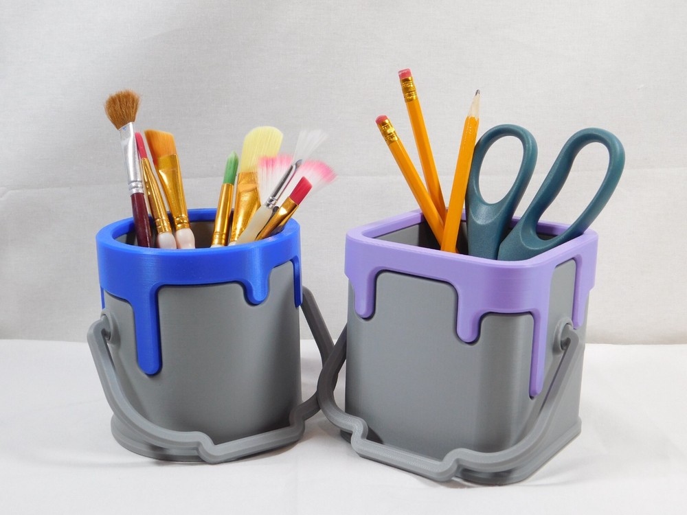 Colorful Drippy Paint Bucket Desk School Office Homeschool Art Organization