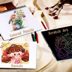 CAGIE Scratch Art for Kids Age 8 9 10 11 12, Hardcover 9*9 in, Rainbow Magic