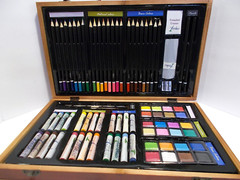 Deluxe Art Set in Wooden Box – Drawing Kit with Pencils, Crayons, Supplies