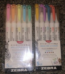 Lot Of 2. Zebra Pen Mildliner, Double Ended Warm/fluorescent Set. New In Box