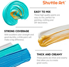 30 Colors Metallic Acrylic Paint, Artist Grade Metallic Paint in Bottles (60Ml,