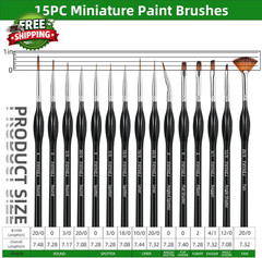 Detail Paint Brushes Set 15Pcs Miniature Paint Brushes for Fine Detailing Micro