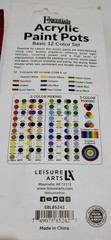 Acrylic Paint Pots 12 Baisic Colors Essentials by Leisure Arts with 4 Brushes