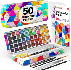 Watercolor Paint Set – 50 Travel Watercolors Set – Water Colors Paint for Adult,