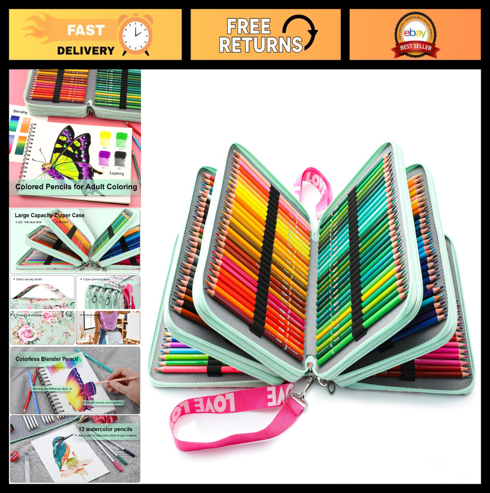 256 Colored Pencils Set for Adult Coloring – Soft Core Drawing, Blending & Shadi