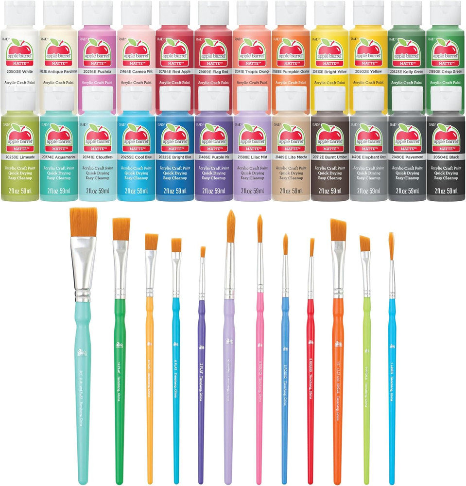 , Mate Acrylic Craft Paint Kit, ABCAMP24, 36 Paints (2 Fl Oz Each)