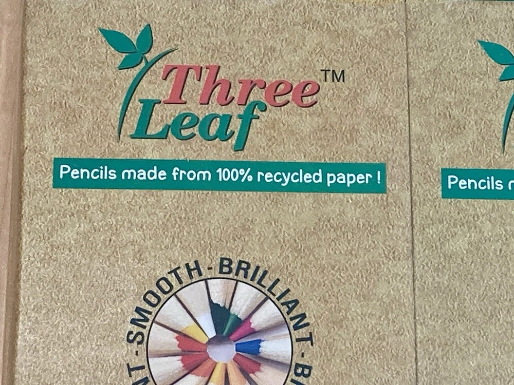 12 Three Leaf Non Toxic Colored Art Drawing Pencils Wood Free, Eco Friendly