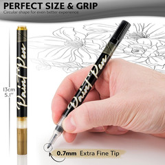 4 Count Acrylic Metallic Pens – Black, Gold, Silver And White Paint Pens – Fine