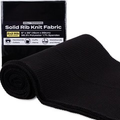 2×2 Solid Rib Knit Fabric, Stretchy Knitted Ribbing for Cuffs, Collars, and W…