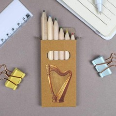 6 x ‘Ornate Golden Harp’ Short 85mm Pencils / Coloured Pencil Set (PE00098286)