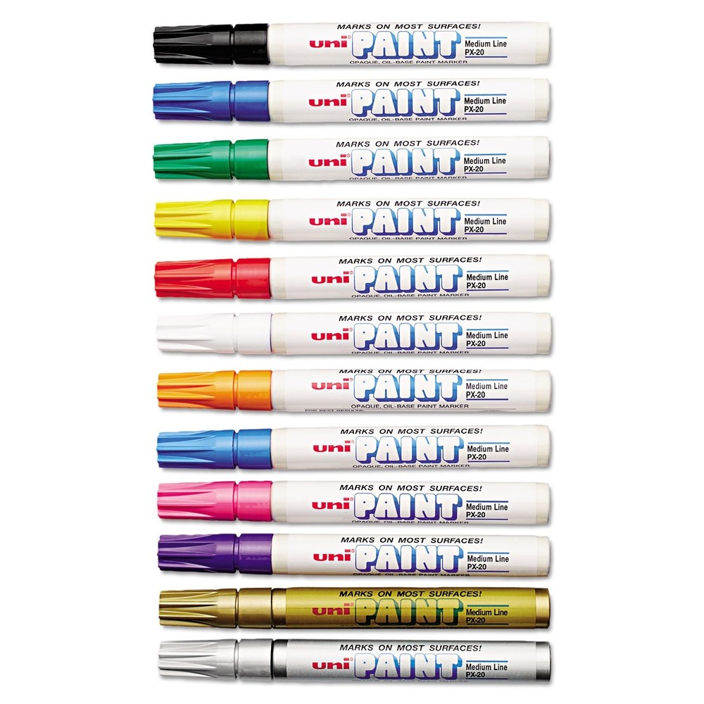 Sanford 63631 Uni-Paint Oil Based Marker, Medium Point, Assorted Inks, 12/Set
