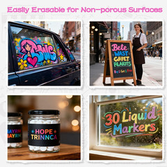 Chalk Markers – 30 Washable Liquid Chalk Markers for Blackboard,Window Markers P