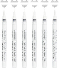 6 White Acrylic Paint Markers, 0.7Mm Extra Fine Tip Acrylic Paint Pens for Drawi