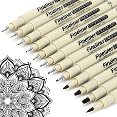 Micro Fineliner Black Drawing Pens,12 Waterproof Watercolor Dark
