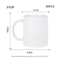 36Pcs 11oz Sublimation Blank Ceramic Coffee Mugs 11 oz – 36 count – White