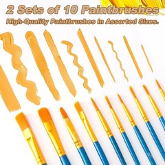 Acrylic Paint Set, 24 Colors 0.4 Oz/bottle with 12 Art Brushes, Art Supplies