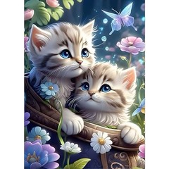 GDYEEH DIY 5D Kitten Diamond Art Painting Kits, Flowers Full Round USGD089