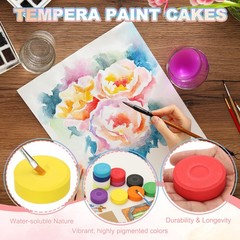 12 Pcs Washable Tempera, 2.3″x0.7″ Large Tempera Paint Cakes, Rose Purple