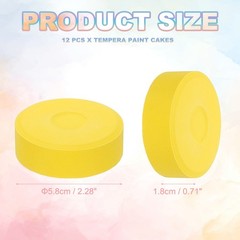 12 Pcs Washable Tempera, 2.3″x0.7″ Large Tempera Paint Cakes, Dark Yellow