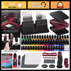 All-in-One Miniature Painting Kit – 36 Colors, Detail Brushes, Wet Palette & Mor