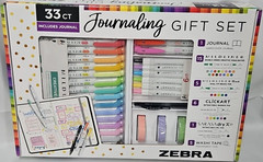 Zebra Journaling Gift Set 33 Ct w Hardcover Journal Pens Highlighters Washi Tape