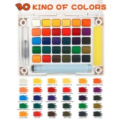 30-Color Watercolor Painting Set with Water Pen 24 Papers Travel Sketching