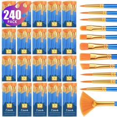 20 Pack 240 PCS Nylon Hair Paintbrushes Set RoundPointed Tip Acrylic Oil