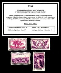 1935 Complete Year Set of Mint Vintage Commemorative U.S. Postage Stamps! MNH